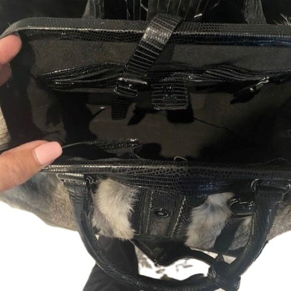 Vince Camuto VC Signature Liz Satchel Leather & Rabbit Fur Handbag NWT $498.00 - Picture 6 of 8